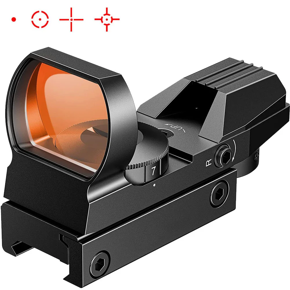 Red Dot Reflex Sight 1X22X33mm Tactical Riflescope Hunting Optics Scope 4 Reticles for Pistol Rifle Shotguns for 20mm/11mm Rail