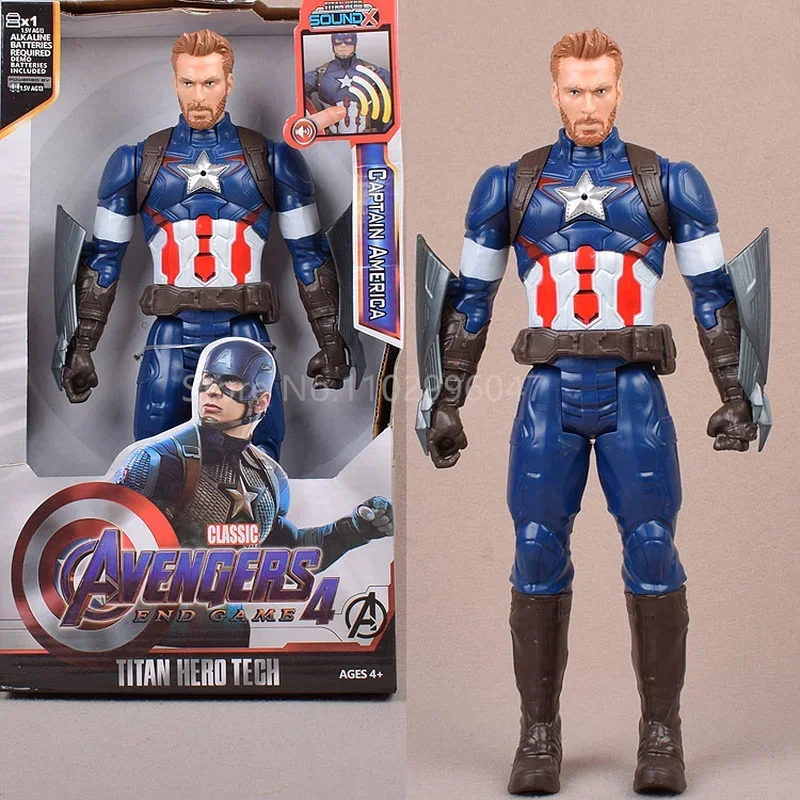 30cm Marvel Figure Avengers Endgame Captain Justice Sound Led Light Super Hero Dolls Toys Pvc Action Figure Model Toy Kids Gift