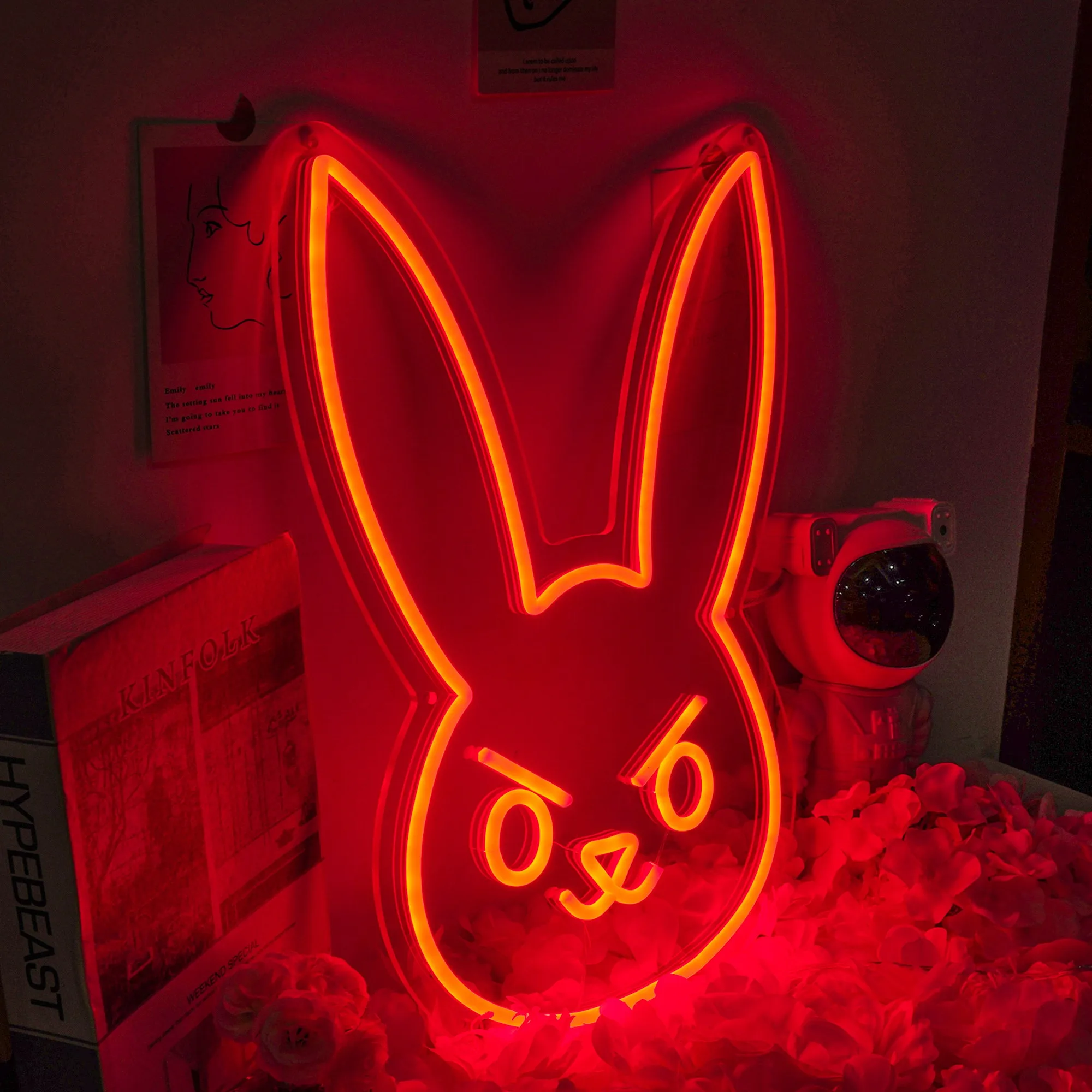 Letreros de neón LED de conejo para dormitorio, lámpara de neón personalizada, decoración de habitación de niños, decoración del hogar, regalo de cumpleaños