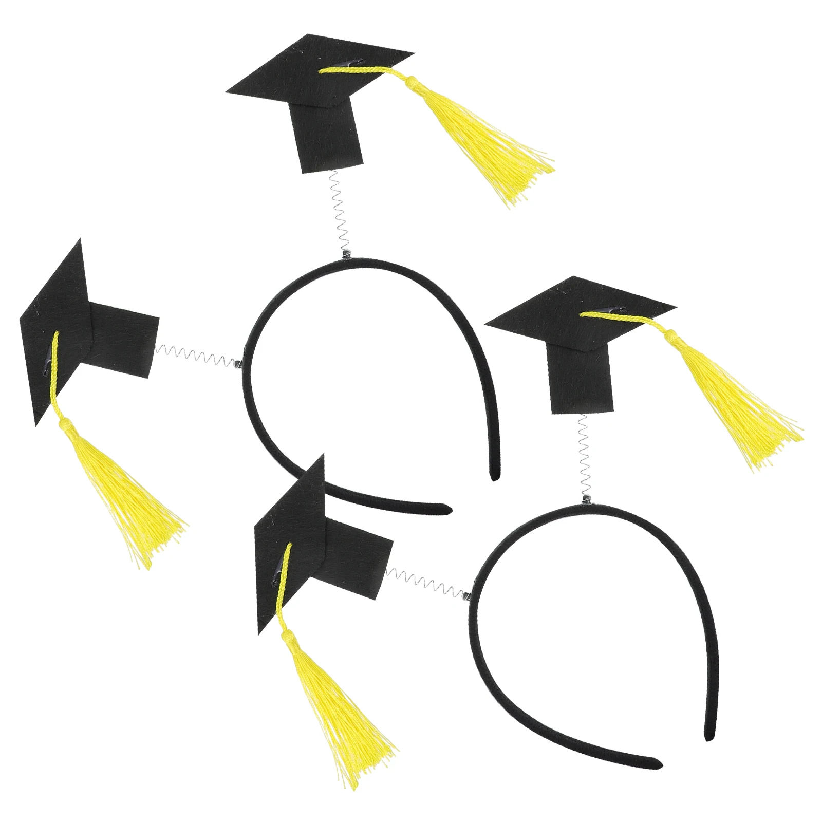 

2pcs Doctoral Hat Headband Graduation Decorative Hair Bands Cloth Cap Stylish Party Accessories Photography Props