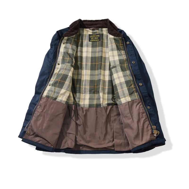 OKONKWO سترة شمع زيت الصيد متوسطة الطول سترة واقية معطف بوفورت الخصر في الهواء الطلق ركوب Stormsuit الرحلات الصيد معطف