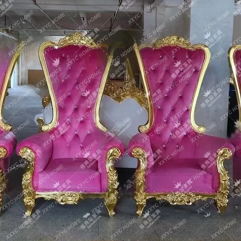 

Gold foil engraved European high back princess chair hotel lobby negotiation chair leisure chair