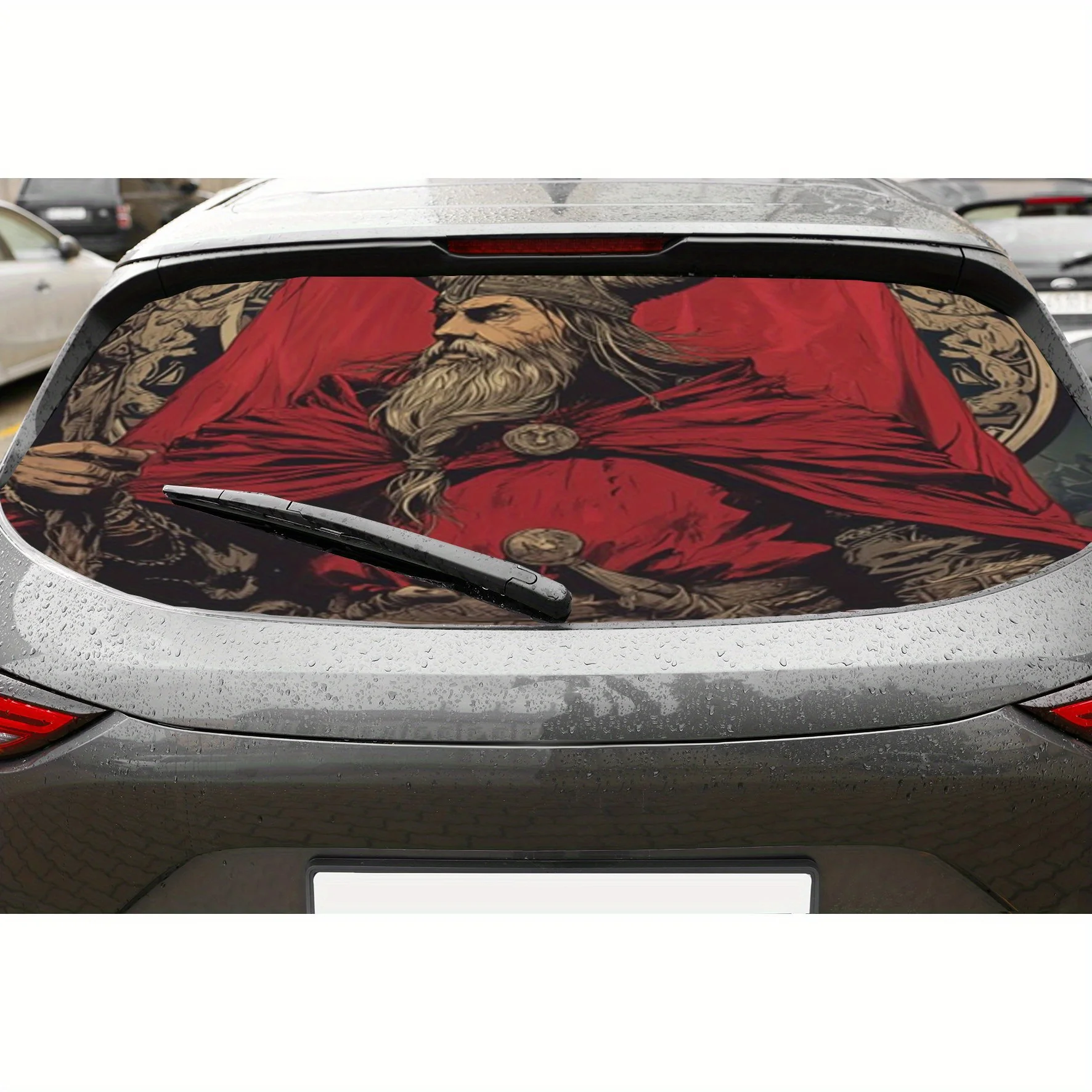 

Viking warrior PVC material self-adhesive waterproof car rear window sticker, easy to paste without falling off, waterproof and