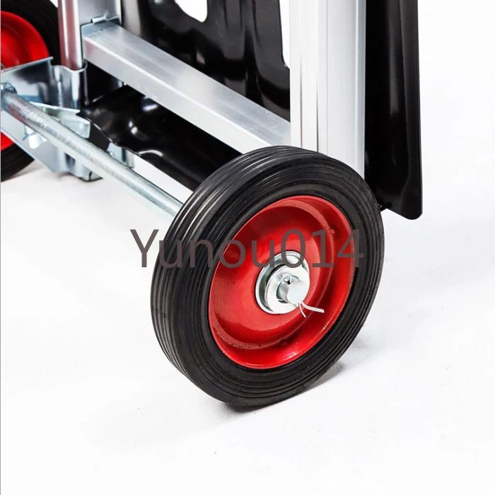 Folding Four-Wheel Hand Pulled Luggage Cart,  Trailer, Express Delivery Logistics Handcart, All Aluminum Flat Plate