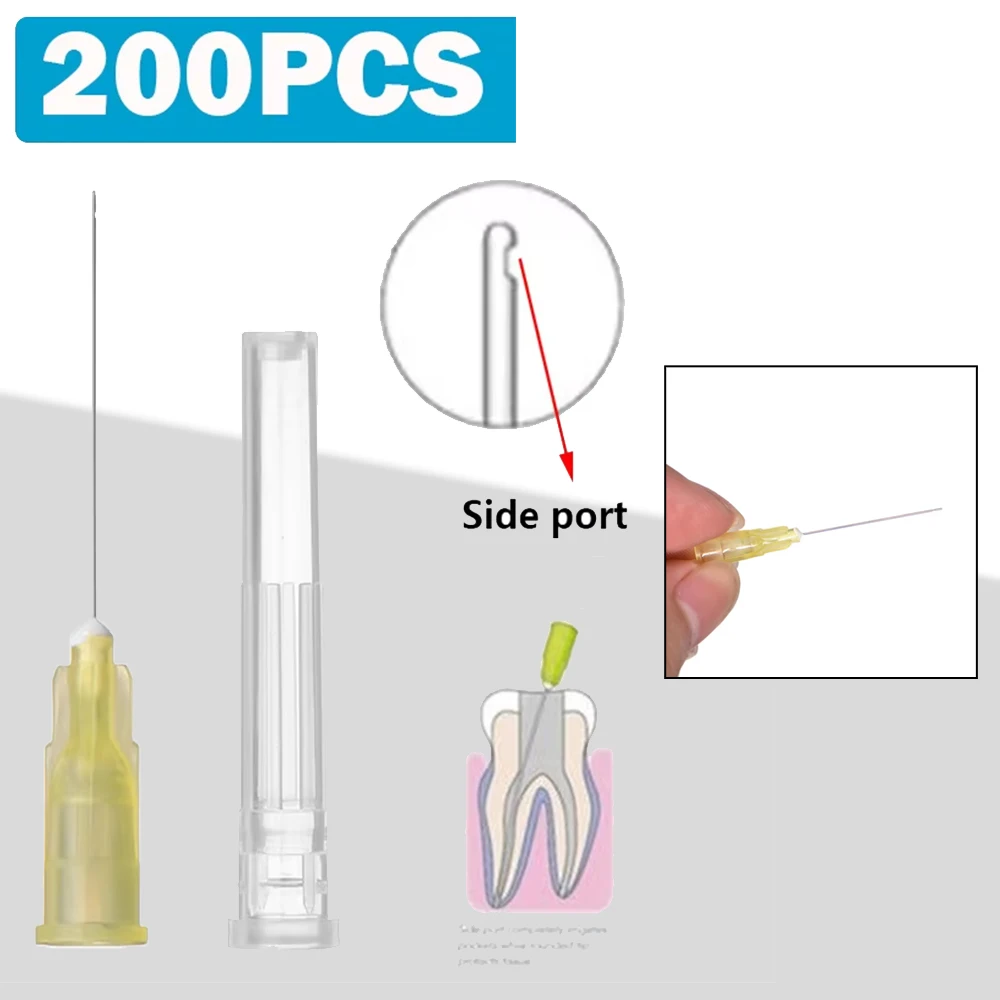 

200 шт., насадки для стоматологических шприцев, 30GA, эндо-игла, боковое отверстие, закрытый конец для орошения корневых каналов, инструменты для ухода за полостью рта, инструменты для чистки зубов