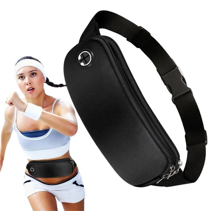 Riñonera deportiva para hombre y mujer, bolso de cintura para correr, para teléfono, negro, para gimnasio, accesorios para correr, entrenamiento y trotar