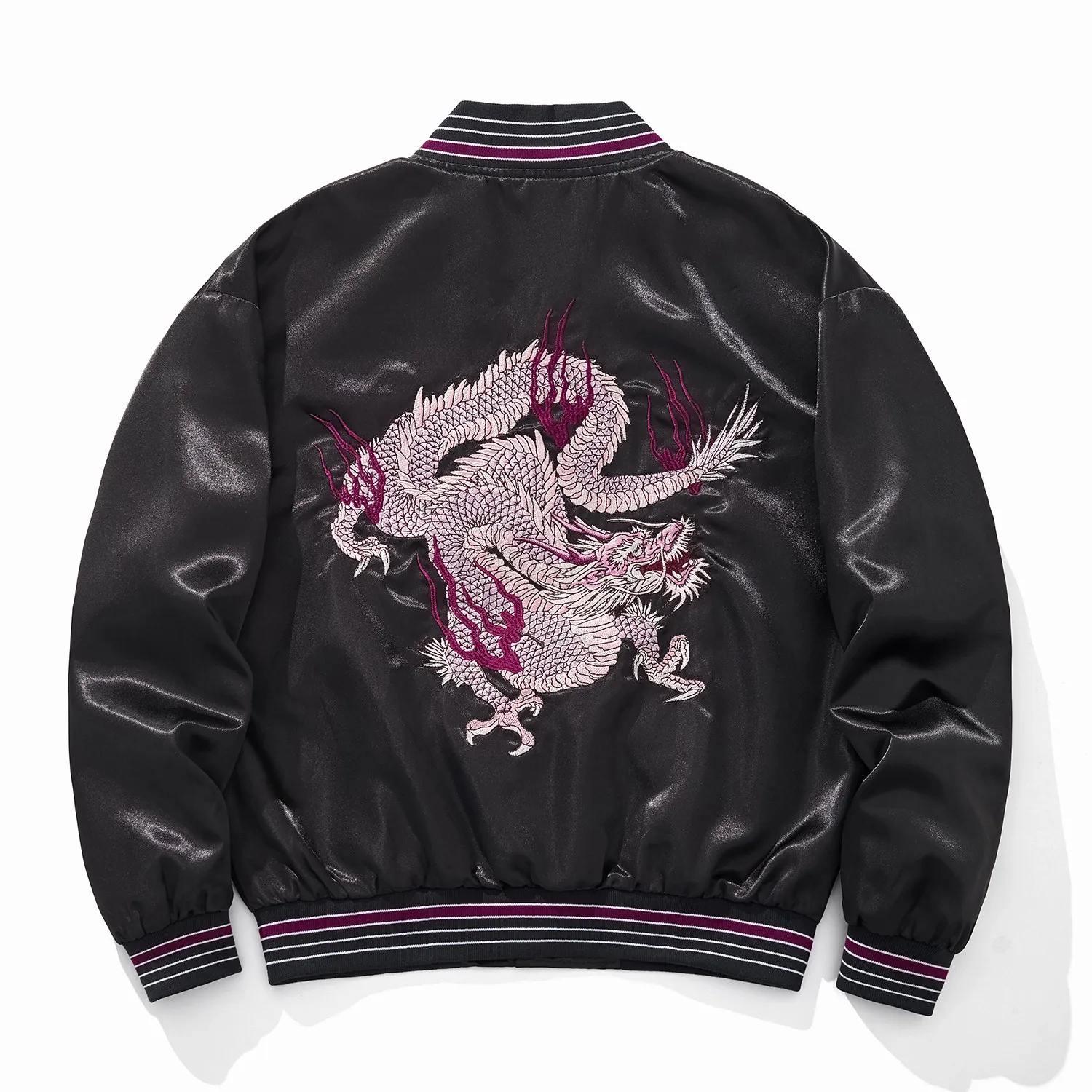 Image of Asiatische Japanische Sukajan-Stil Bestickte Souvenir-Jacke Oberbekleidung Mantel Stickerei Baseball-Uniform Fliegeranzug Herbst Herren
