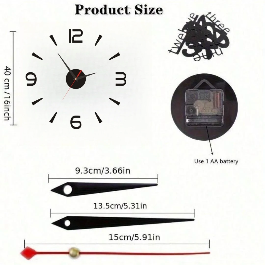 NEW Modern Design Large Wall Clock 3D DIY Quartz Clocks Fashion Watches Acrylic Mirror Stickers Living Room Home Decor Horloge view 6