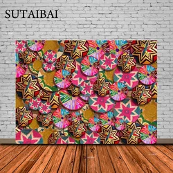 Africa Ethiopia Basket Backdrop Colorful Baskets Wall Art Photography Background for Birthday Baby Bridal Shower Wedding Party