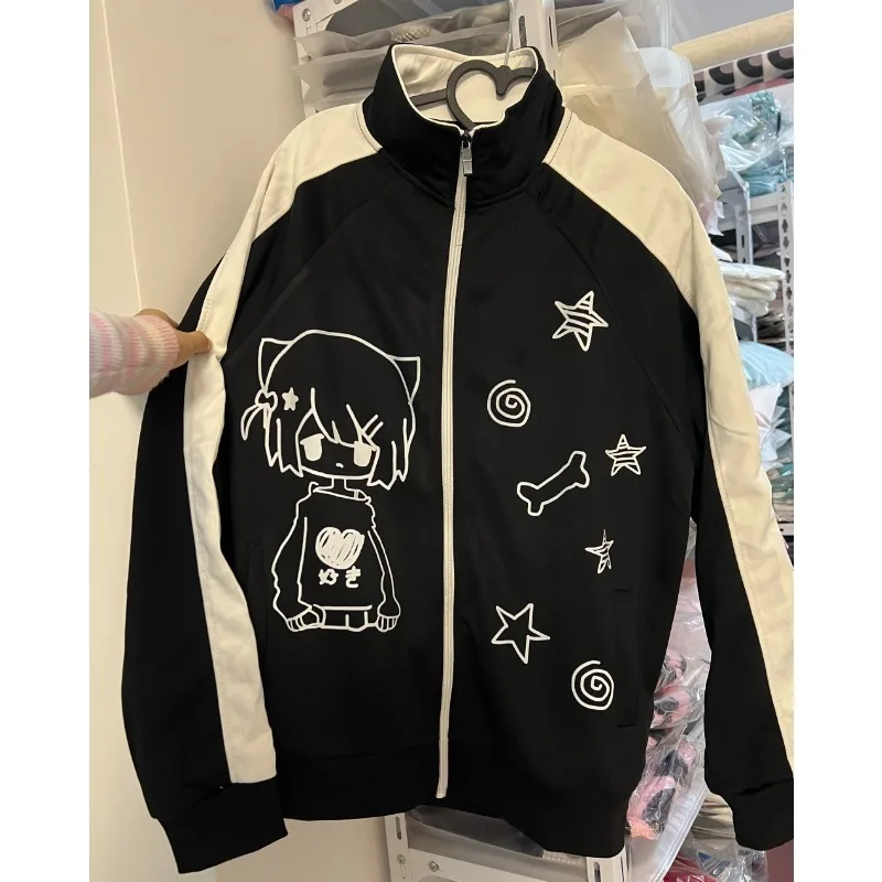 Y2k Subculture Japanese Hoodie Aesthetic Black Kawaii Cool Sweet Harajuku Coat Woman Autumn 2024 New Casual Pink Sweatshirts