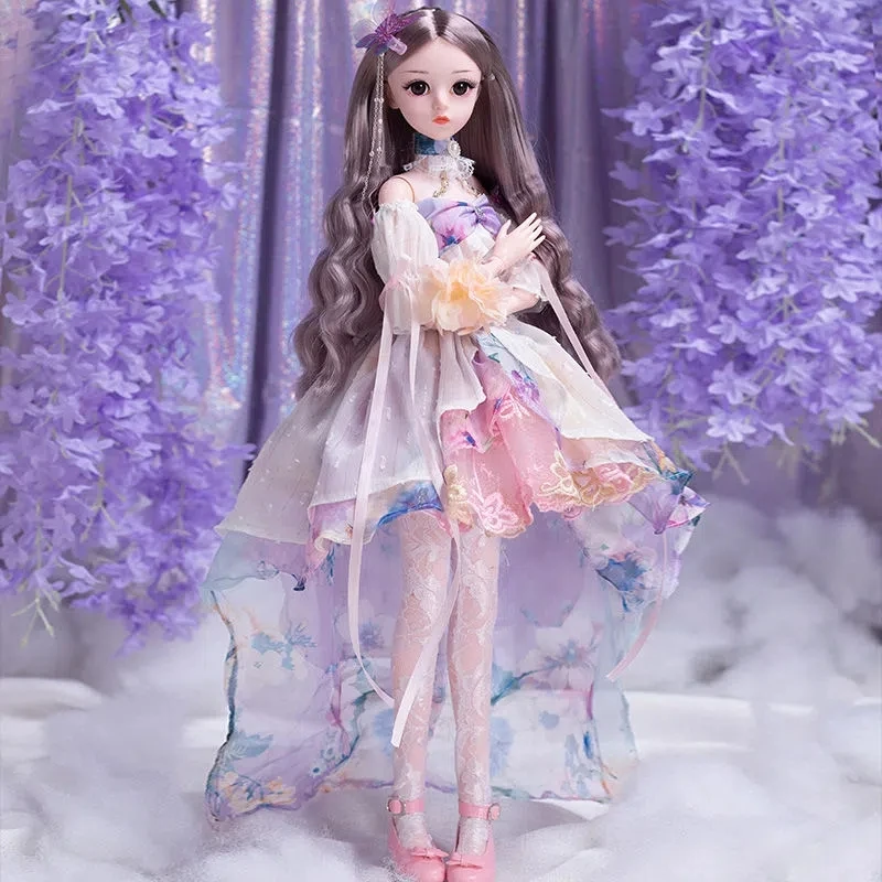 60CM BJD SD Girl Doll 1/3 Ball Jointed Female Body With Fashion Dress Can Close Eyes DIY Girl Toys For Children Birthday Gift