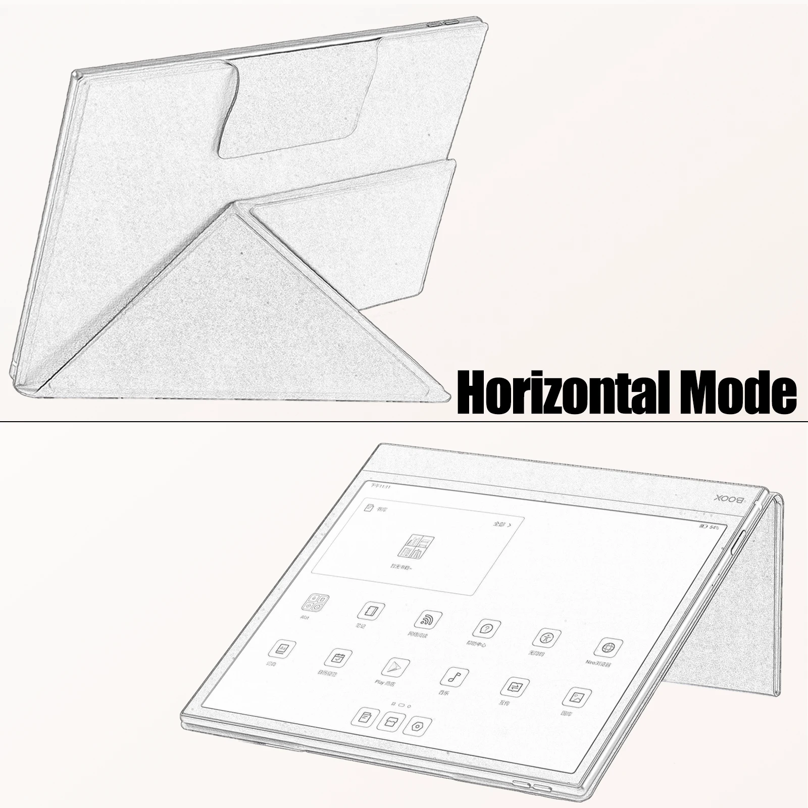 Etui z podstawką w stylu origami do Boox Note Air 6C/Boox Note Air 5 C |   z automatycznym trybem uśpienia/aktywacji |   Projekt z klamrą w kształcie pióra |   Magnetyczna obudowa z ekoskóry — zdjęcie produktu 6