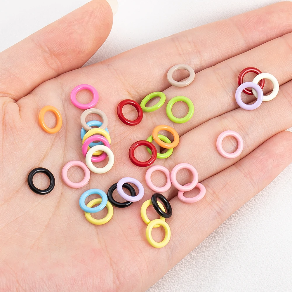 50 قطعة المينا مغلقة الانتقال خواتم O حلقات مستديرة معدنية مختلط الألوان موصلات DIY بها بنفسك صنع المجوهرات سوار إكسسوارات عقد