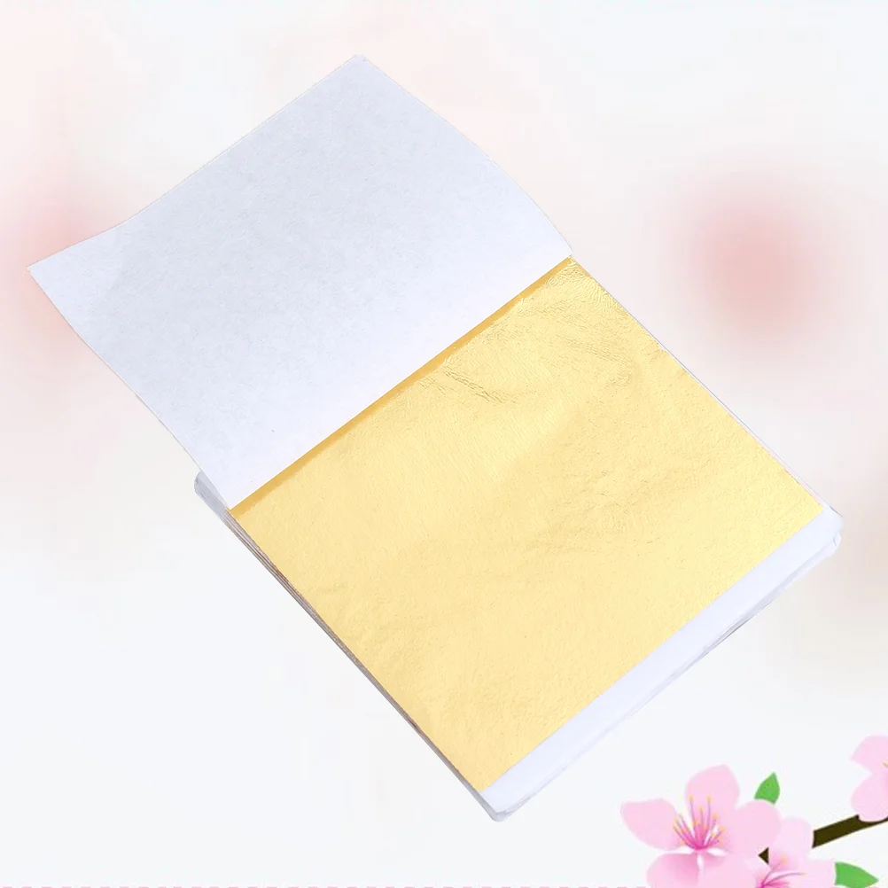 50 Pcs Gilding Crafting Paper Shiny Foil Imitation Leaf Gold Decor Bronzing