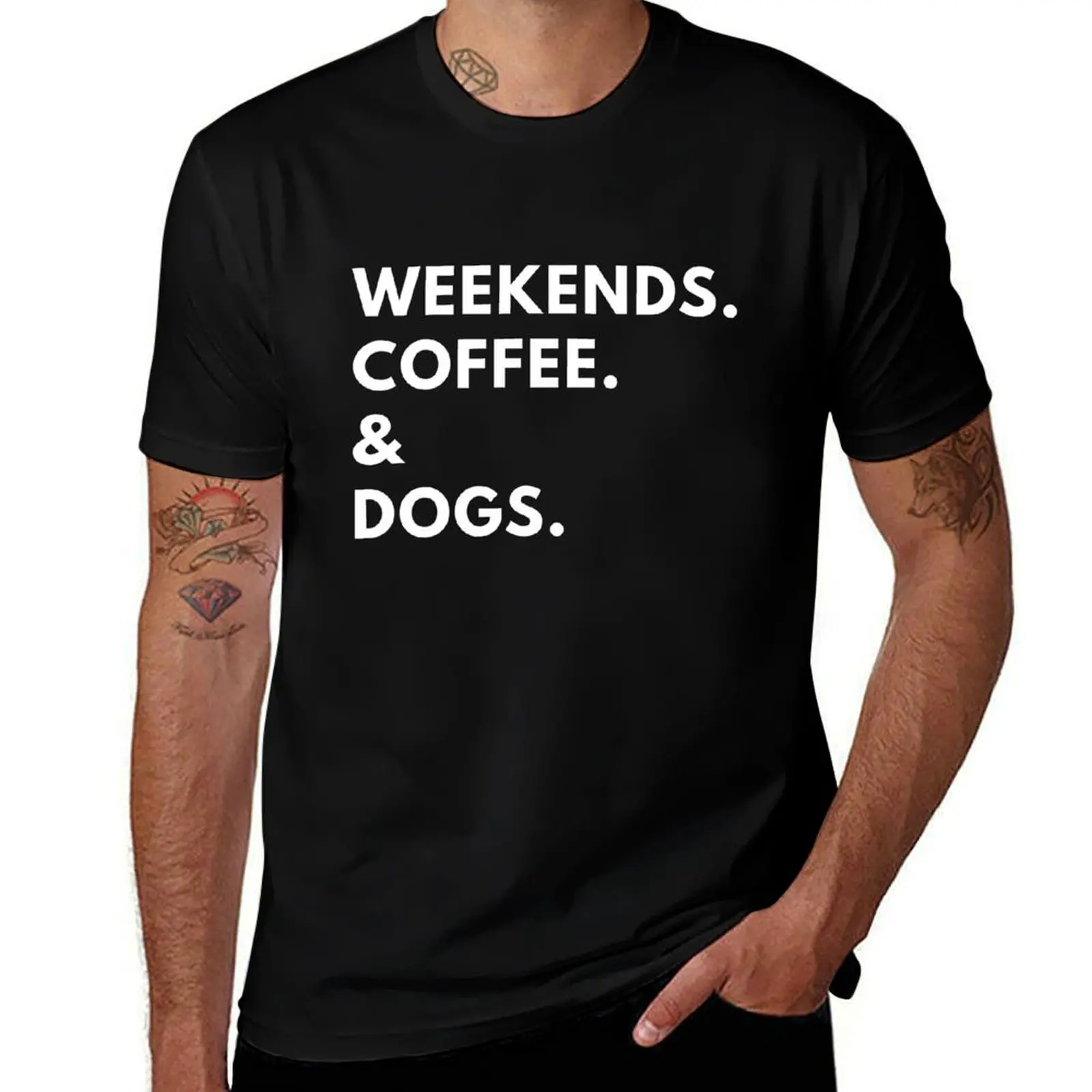 

man T-Shirt cotton t Dogs. 100% luxury cotton Coffee. Weekends. high luxury & brand men shirt t t shirt shirts quality