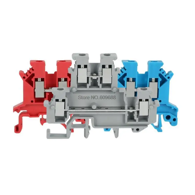 50pcs Din Rail Terminal Block MBKKB-2.5 Connector Double Layer Screw Connection Contact Electrical Wire Conductor MBKKB2.5