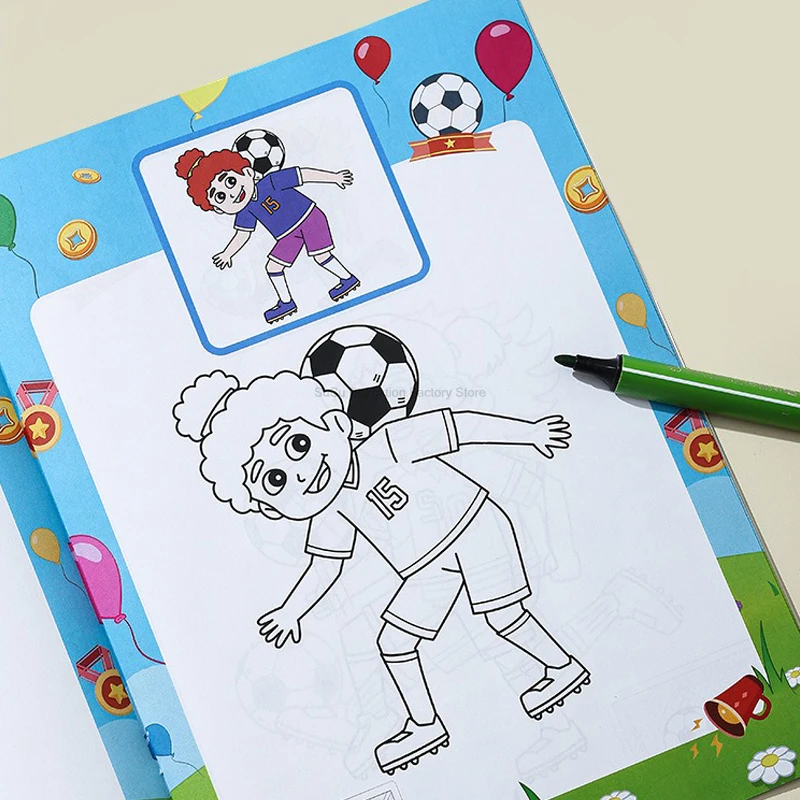 Coloring Book English / Spanish Coloring Book A4 Football Baby Early Education Cognitive Drawing Book