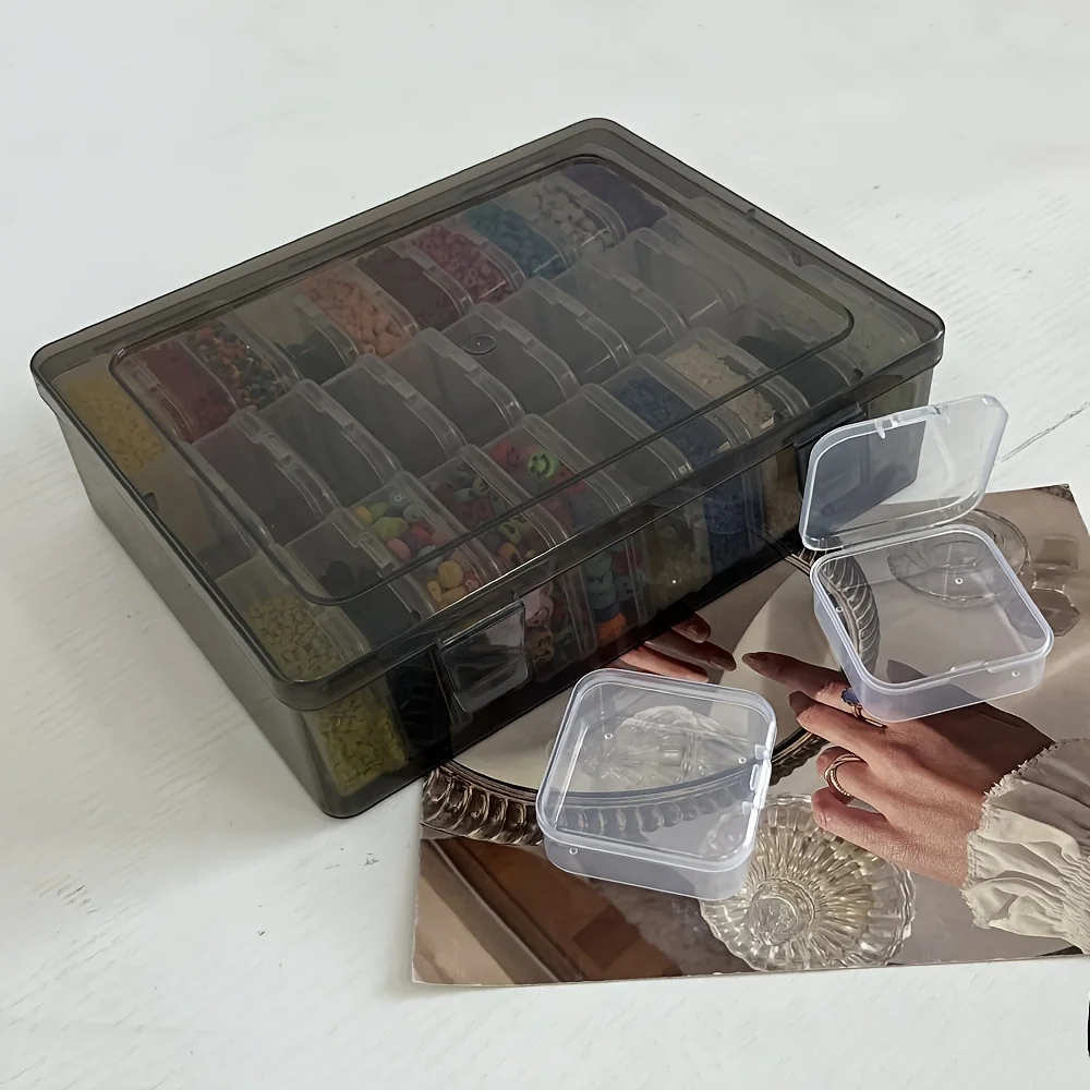 Durable Plastic Storage Boxes Dust-Proof Lids in Light Grey Pink Transparent Stackable for Beads Jewelry Screws Craft Materials