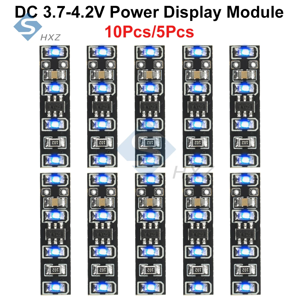 10Pcs/5Pcs DC 3.7-4.2V Power Display Module LED Battery Electricity Indicator Meter for 3.7V 18650 21700 32700 Lithium Battery