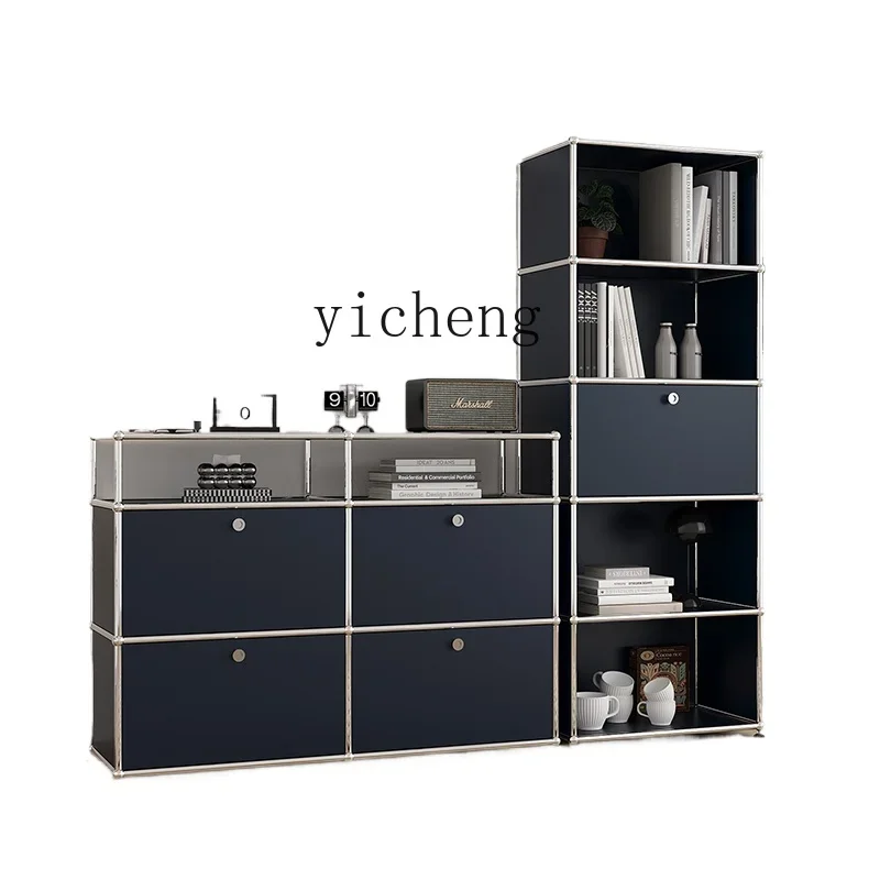 

TQH medieval side cabinet stainless steel cream wind simple storage vertical cabinet combination