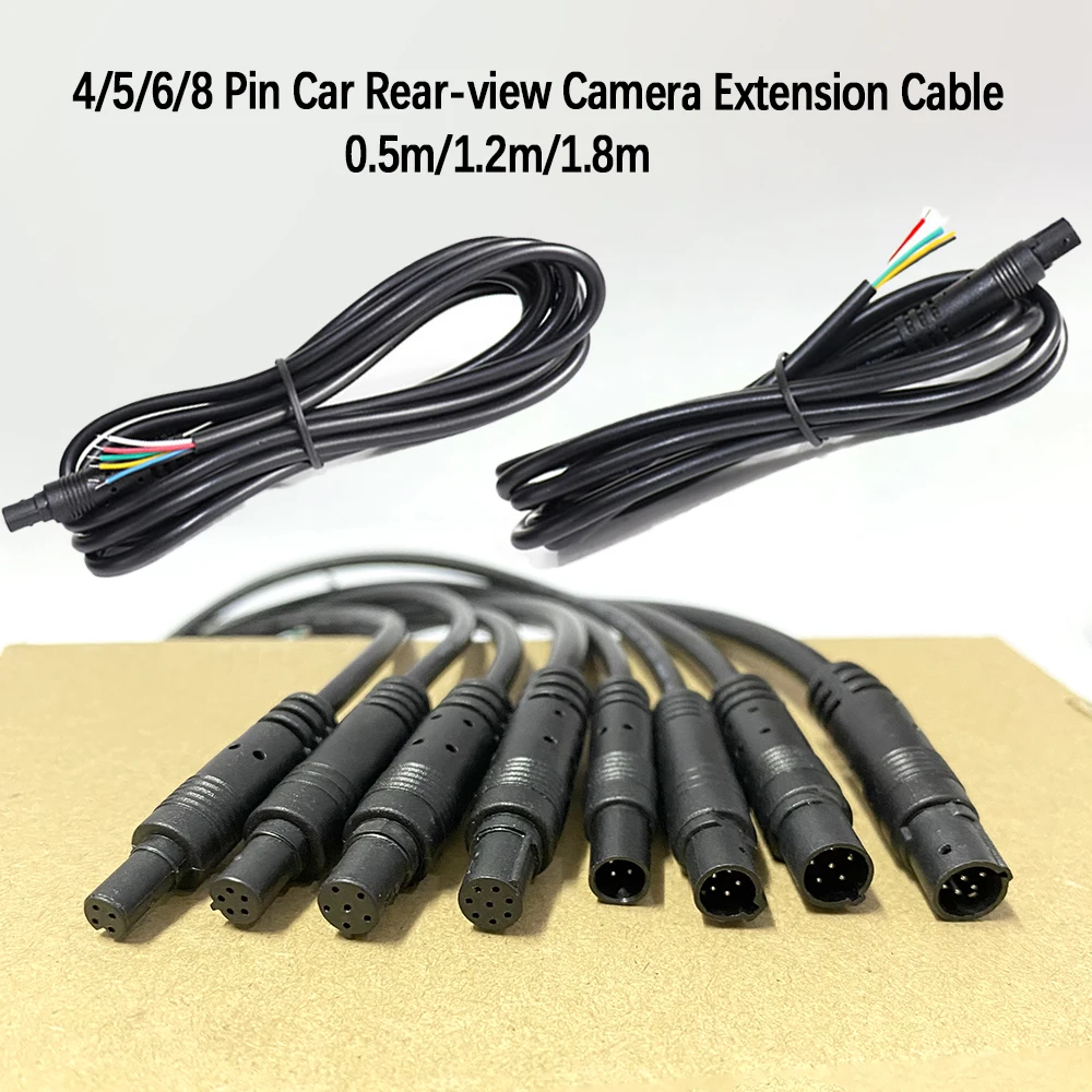 Car Rear View Camera Male Female Connector Extend Cord Cable 4/5/6/8pin Car Jack Wire Recorder Rear Tail Line 0.5/1.2/1.8 Meter