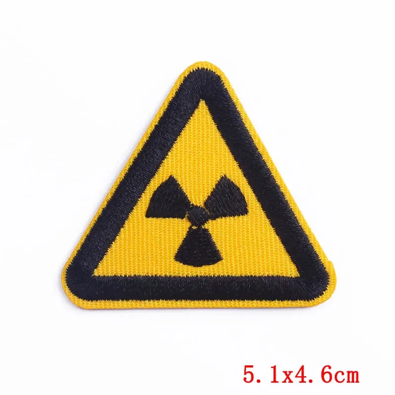 Traffic Signs Patches On Clothes Warning Signs Iron On Embroidered Patches For Clothing Dangerous Fragile Triangles Stripe Badge