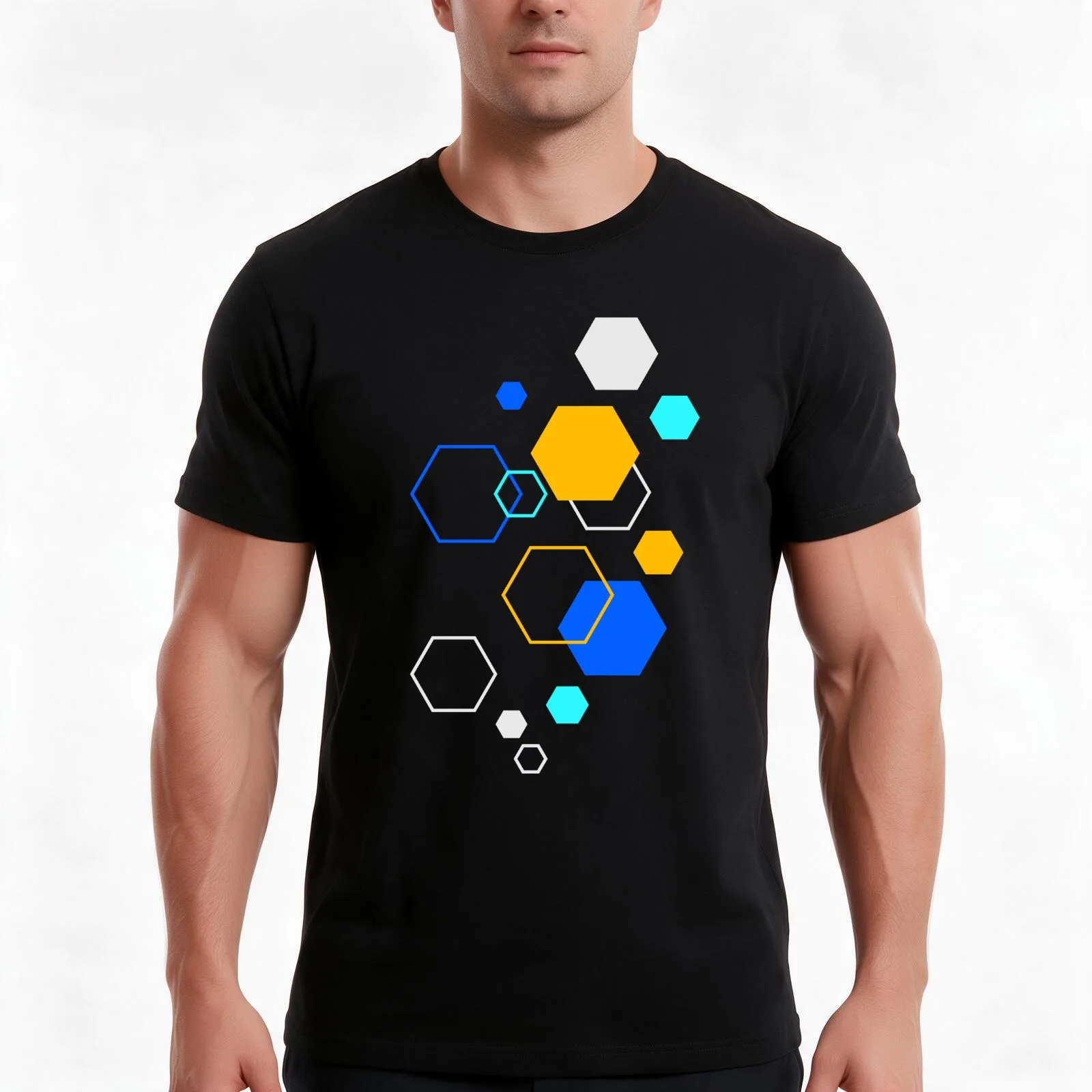 hexagons are the bestagons sticker T-Shirt, Summer Casual Cotton Tee, Oversized Streetwear Tops, Vintage Graphic Print
