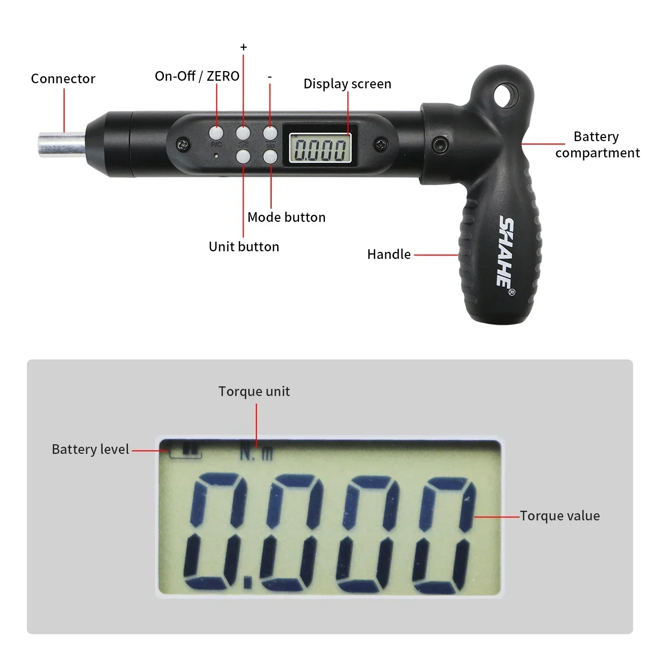 Shahe Digital Torque Screwdriver with 10 Bits Adjustable Screwdriver Torque Wrench Set with Buzzer & LCD Indicator Hand Tools