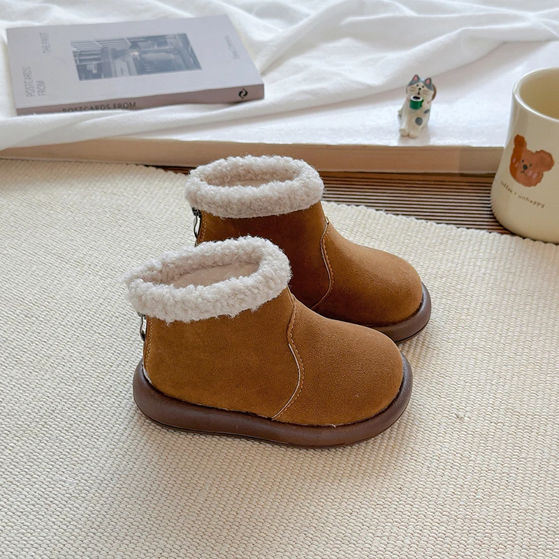 2025 الكلاسيكية سحر وبسيطة براعة الأميرة الثلوج الأحذية للفتيات الجلد المدبوغ أحذية الشتاء فتاة الاطفال أحذية منصة المخملية #3