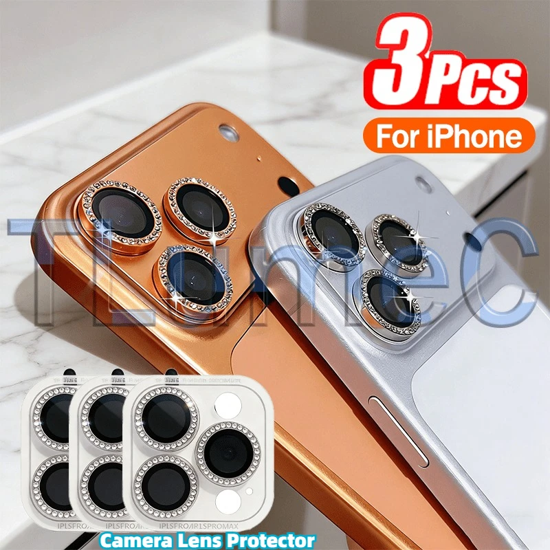 

3 Pcs Luxury Metal Lens Film for iPhone 13-17 Series, Scratch-Resistant and Wear-Resistant, 9H Tempered Glass, Easy Installation