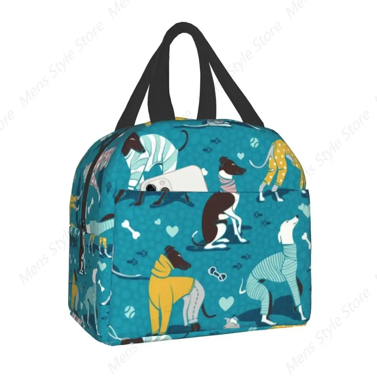 Custom Cute Greyhounds Dog Lunch Bag Women Cooler Warm Insulated Lunch Box for Children School Fruit Fresh Storage Bag