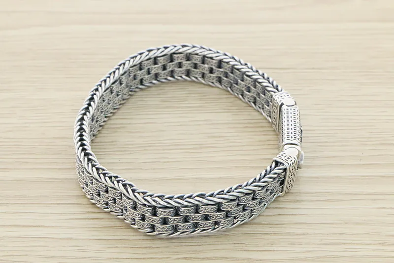 Chinese style woven bracelet, eternal rattan grass bracelet S925 Thai silver high-end feeling, retro vintage, and treasure hunti