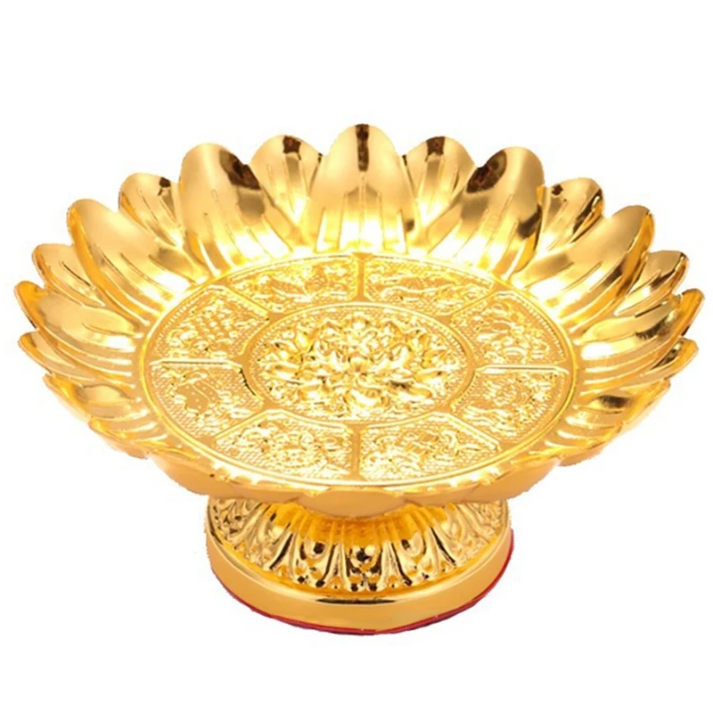 HOT Metal Lotus Offering Tray Temple Worship Supplies Buddhist Hall Utensils Living Room Storage Tray