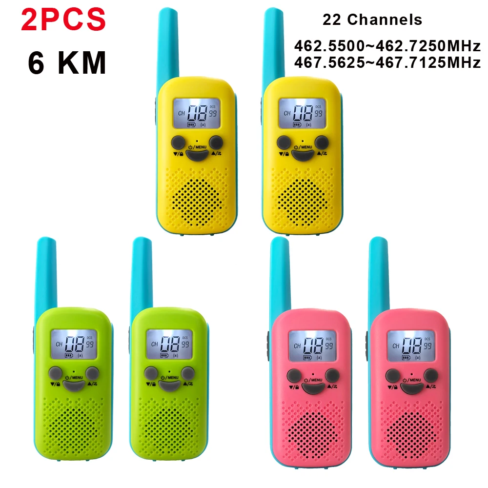 2PCS Kids Handheld Walkie-Talkie Portable 6KM Transceiver Phone Radio Receiver Interphone Mini Toys Walkie Talkie Gifts Boys