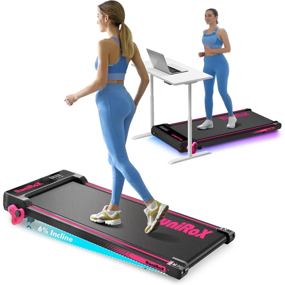 

Free Delivery - Walking Pad Treadmill with Incline, Portable Under Desk for Home Office, LED Display with RGB Lights & App