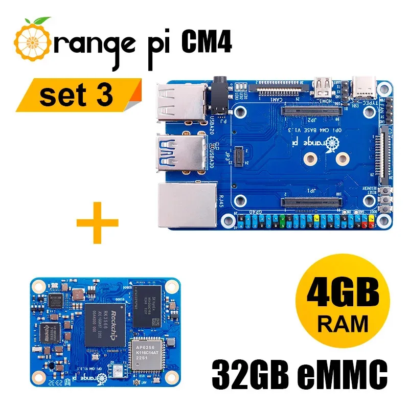 

Orange Pi CM4 4GB Ram + Base Board RK3566 32GB Emmc WIFI5-BT5 Orangepi CM4 Run Android Ubuntu Debian Orange Pi Compute Module 4
