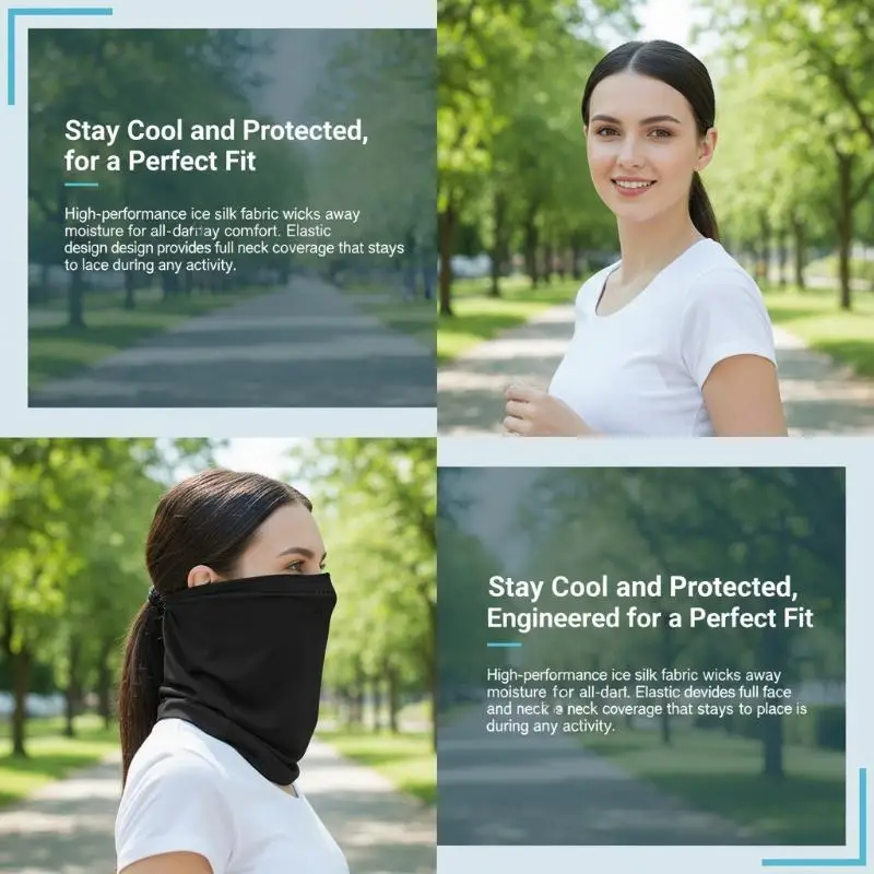 Ice Silk Face Cover UV Protection Breathable Fast Dry Anti-UV Neck Gaiter for Outdoor Riding