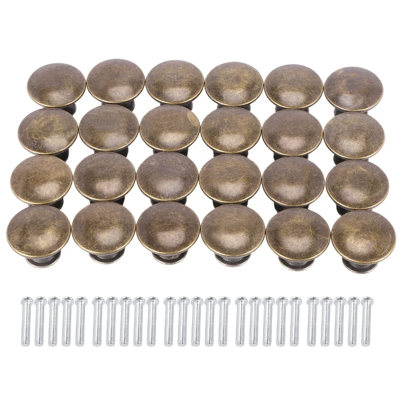 25PCS Vintage Door Drawer Knobs 30mm Antique Kitchen Cabinet Cupboard Handles, for Dresser and Cabinet, Old Bronze-A79M
