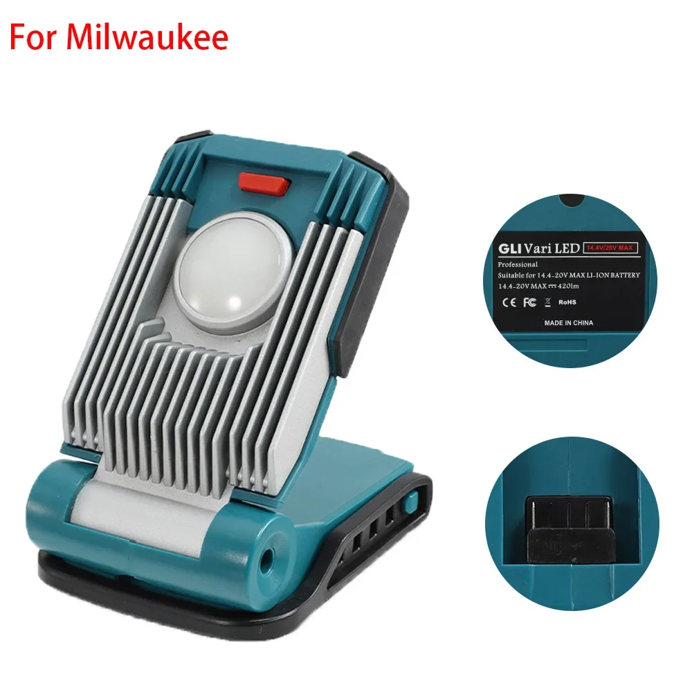 Portable 9W Light For Makita/DeWalt/Milwaukee/Bosch 18V Battery Working Lamp Portable LED Light Outdoor Fishing Wild Camp Lamp