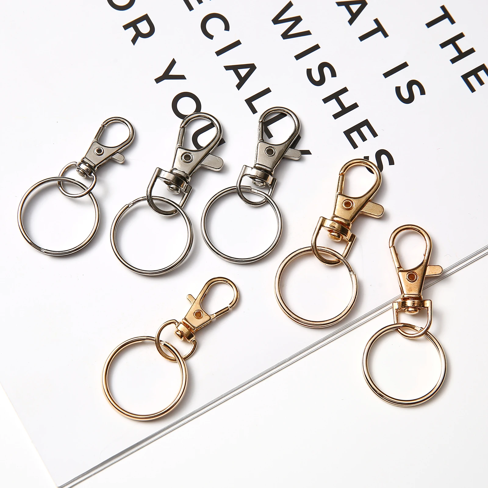Mini Metal Lobster Clasp Swivel Snap Hook Split Key Ring Set for DIY Bag Charms Keychain Pendant Resin Jewelry Making Craft