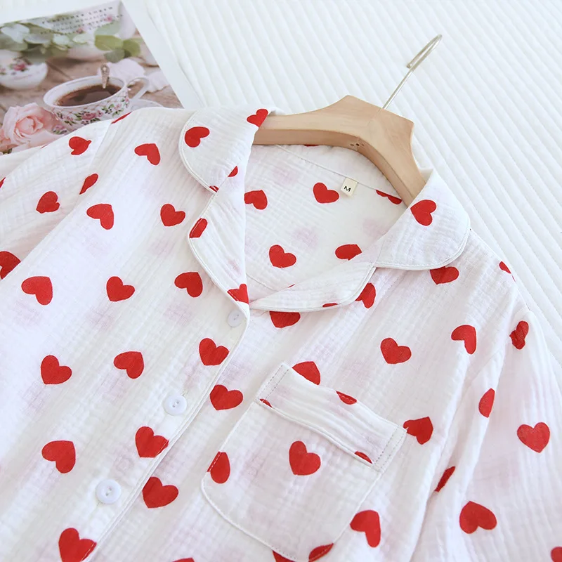 100% Cotton Pajamas Women 3Pcs Set Lounge Sleepwear Suit Spring Summer Floral Print Home Clothes Short Sleeve Sleeping Pijama