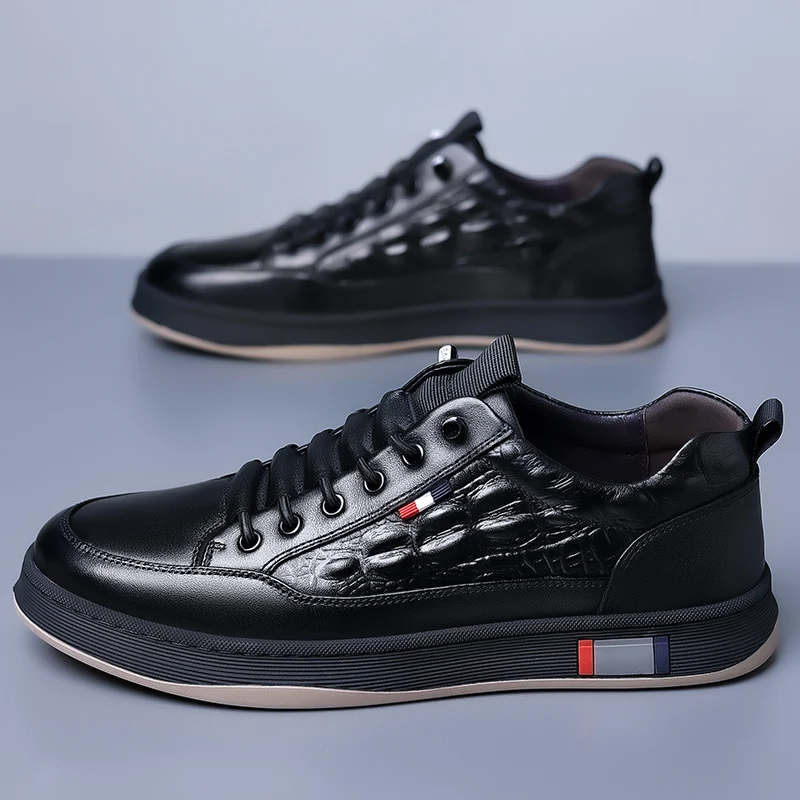 Herrenschuhe aus vulkanisiertem Leder, lässige Sneaker für Outdoor-Aktivitäten, Schnürschuhe zum Skaten_voghion.com