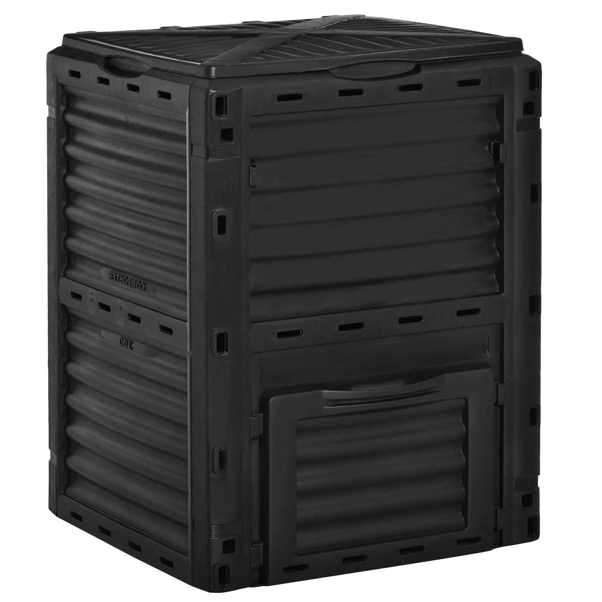 Outsunny 300L capacity composter organic compost for production with 48 vents 60,5x60,5x81,5 cm black