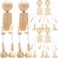 6 Pcs Wooden Cartoon Toy Small Toys People Dolls Figure Shaped Decor Embellishments Crafts For DIY Accessories Robots