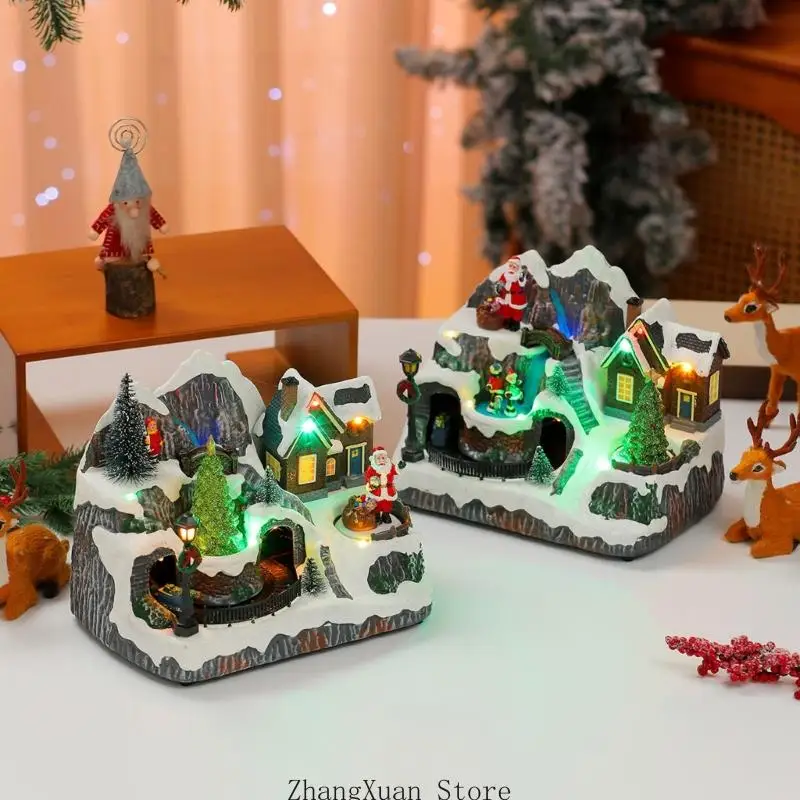 Musikalische Weihnachtsdorf-Figuren mit rotierender Figur für Heim-Tischdekorationen 3XUF – Detail 10