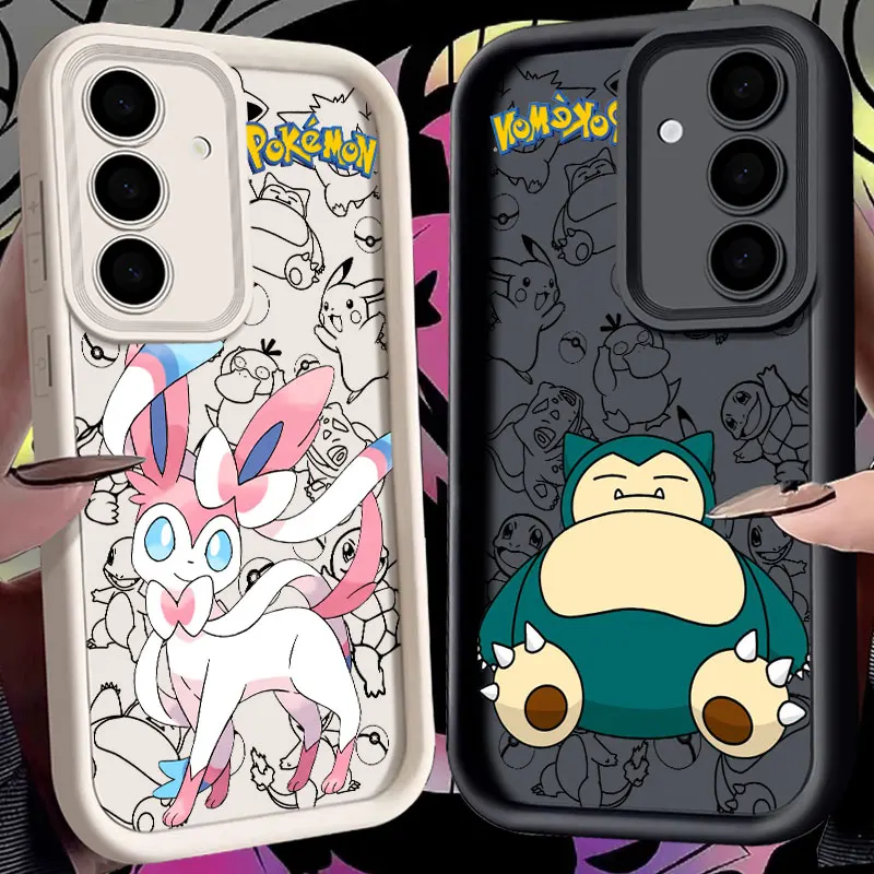 Pokemon Sylveon Snorlax Squirtle S24FE Phone Case For Samsung Galaxy S24 S23 S21 S20 Fe S25 Ultra S22 Plus Shockproof Back Cover