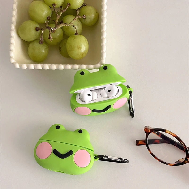 Disney Cute Green 3D Frog Soft Silicone Case For Airpods 3 Case Protect Earset Shell For Airpods 1 2 Pro Protective Accessories