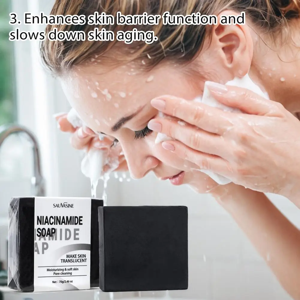 

Niacinamide Soap Anti Acne Bamboo Charcoal Powder Soap Bar Moisturizing Whitening Soap For Skin Care And Skin Repair 70g U7c1