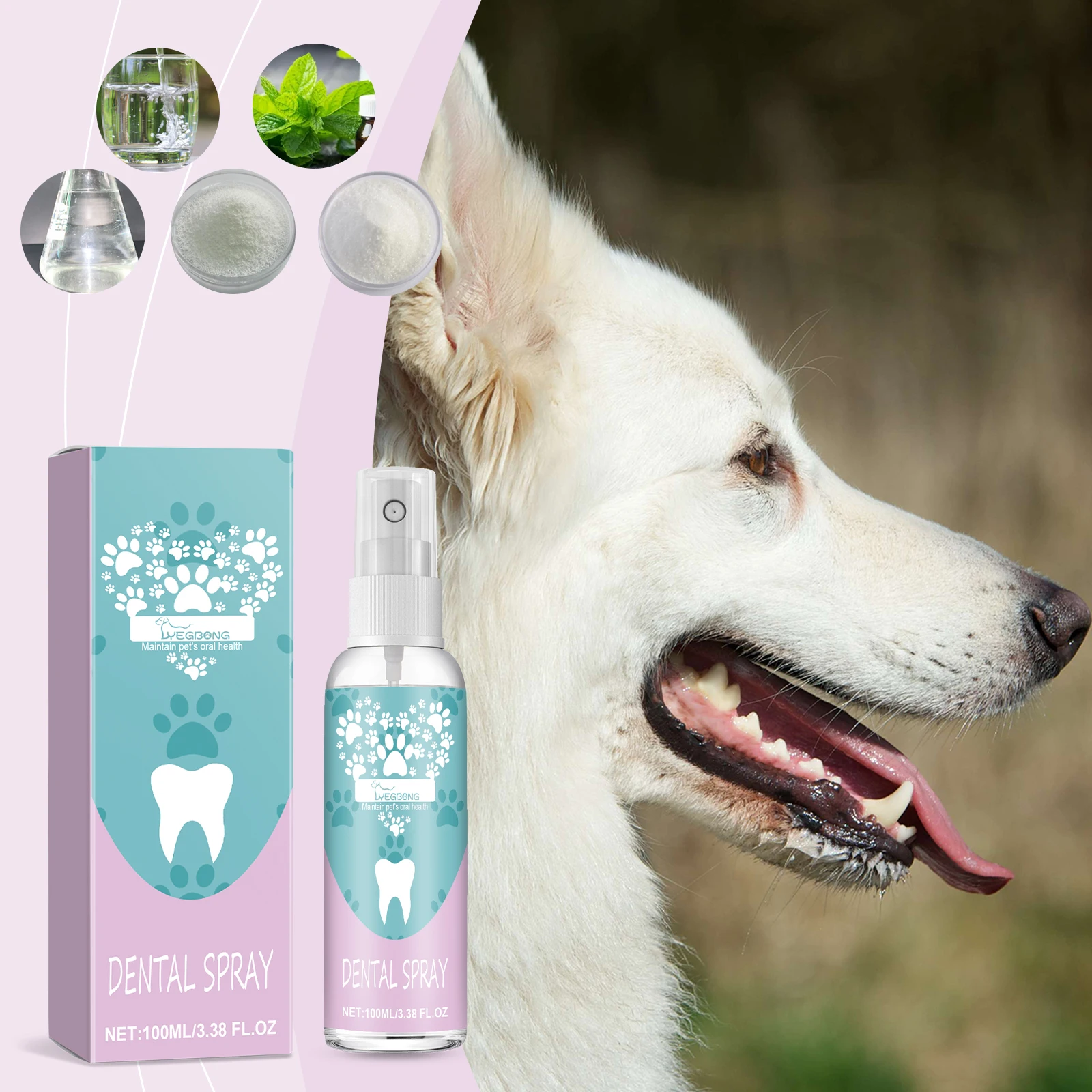 Spray para dientes de mascotas recomendado por el veterinario: disolves el sarro y previene el cálculo, aliento fresco duradero, fórmula suave y hipoalergénica