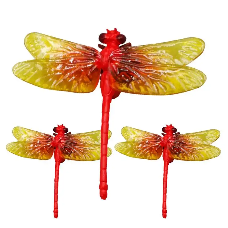 

Glass Dragonfly Figurine Mini Dragonfly Figure Art Dragonfly Ornament Vivid Animals Figurine PVC Dragonfly Gifts Garden Supplies